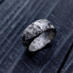 Raw Crystalized Titanium Wedding Ring: Forged Finish, Gray Titanium Band