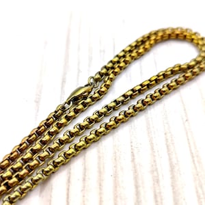 Golden titanium handmade box chain, Titanium unisex chain, Titanium chain, Industrial jewelry, Pure titanium chain, Gold chain titanium