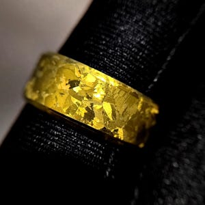 Golden Crystallized Titanium Ring: Modern Wedding Band
