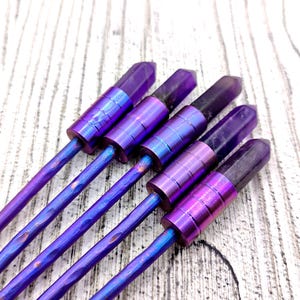 Amethyst Crystal Titanium Hair Stick: Forged Titanium Hair Bun Holder, Purple Titanium Hair Pin, Natural Stone Hair Jewelry