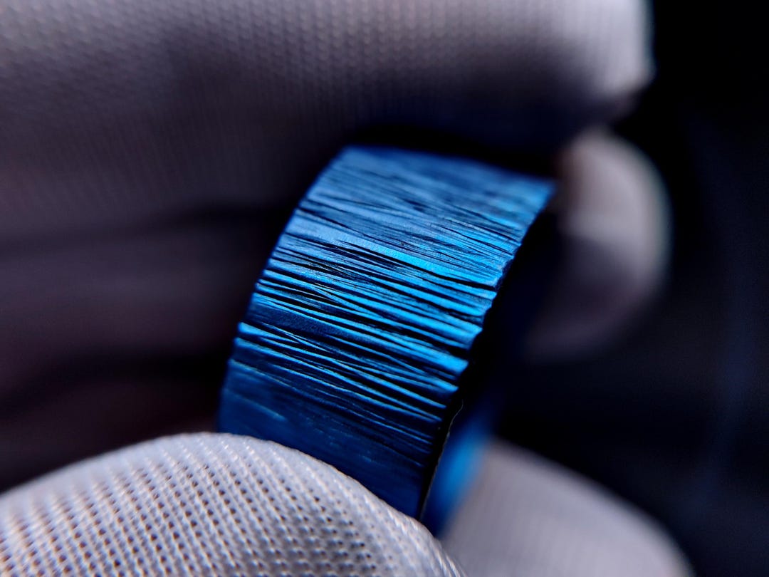 Blue Titanium Ring: Tree Bark Texture, Matte Finish Wedding Band - Etsy