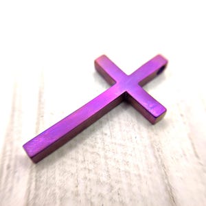 Matte Purple Titanium Cross Pendant - Titanium Jewelry, Christian Pendant, Pink-Toned Cross