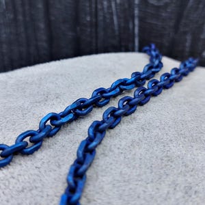 Blue Matte Titanium Anchor Chain - Brutalist Blue Titanium Chain, Industrial Ancor Chain, Blue Titanium Necklace, Pure Titanium Matte Chain