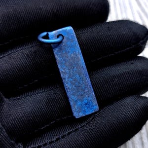 Rectangle Blue Crystallized Titanium Bar Pendant, Blue Titanium Bar, Blue Titanium Pendant,Crystal Ti Pendant, Titanium Crystals Pendant