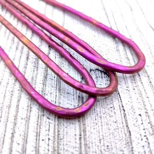 Purple Hair bun holder, Titanium hair fork, Forged Hair Pin Accessory, Hammered titanium hair fork, Hair accessory, Purple Hair jewelry pin