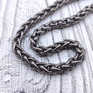 Polished Titanium Wheat Chain - Brutalist Shiny Titanium Chain, Industrial Chain, Grey Titanium Necklace, Pure Titanium Polished Chain