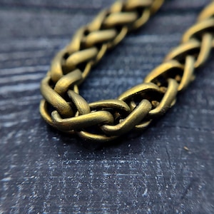 Yellow Matte Titanium Wheat Chain - Golden Titanium Chain, Industrial Chain, Yello Titanium Necklace, Pure Titanium Matte Chain, Thick Chain