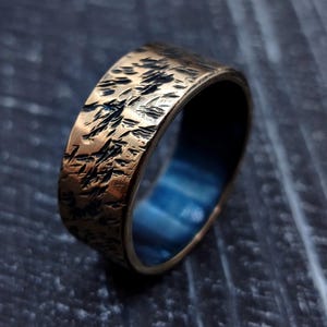 Distressed Bronze Ring - Forged Bronze Ring, Rustic Bronze Ring, Brutalist ring, Hammered Bronze Ring, Vintage Boho Ring, Aged Bronze Ring