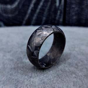 Crystallized Titanium Wedding Band: Dark Gray Domed Ring