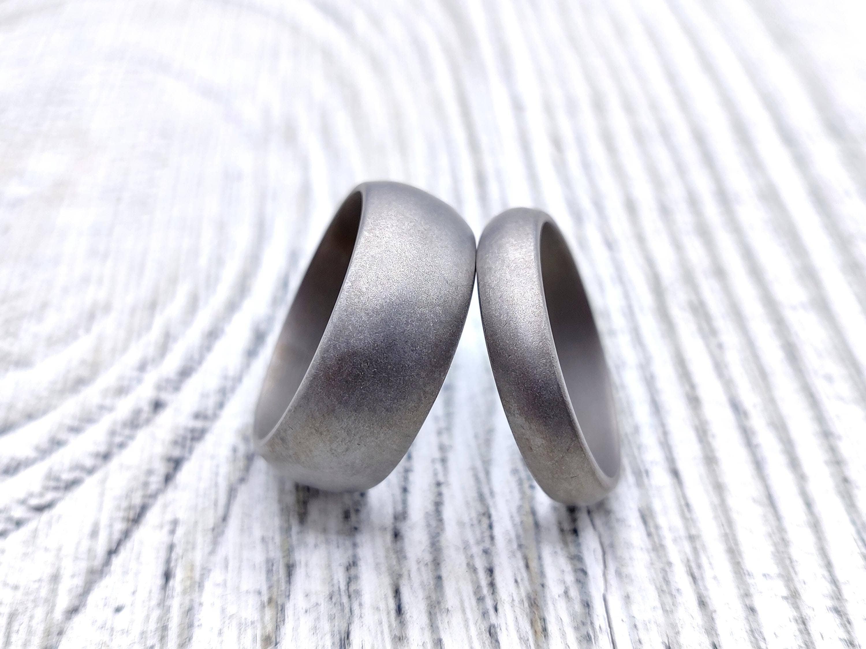 Simple Domed Matte Titanium Ring - Hypoallergenic Titanium Wedding Matte Ring, Elegant Titanium Rounded Ring. Silver Promise Titanium ring