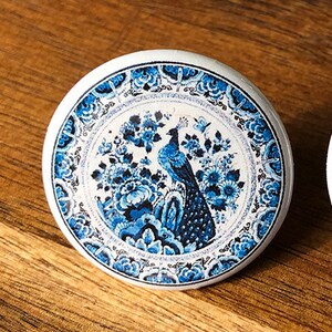 Royal Delft Blue Peacock Cabinet Knobs & Drawer pulls