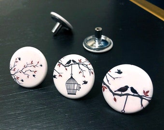 Birds illustration custom Cabinet Knobs & Drawer pulls