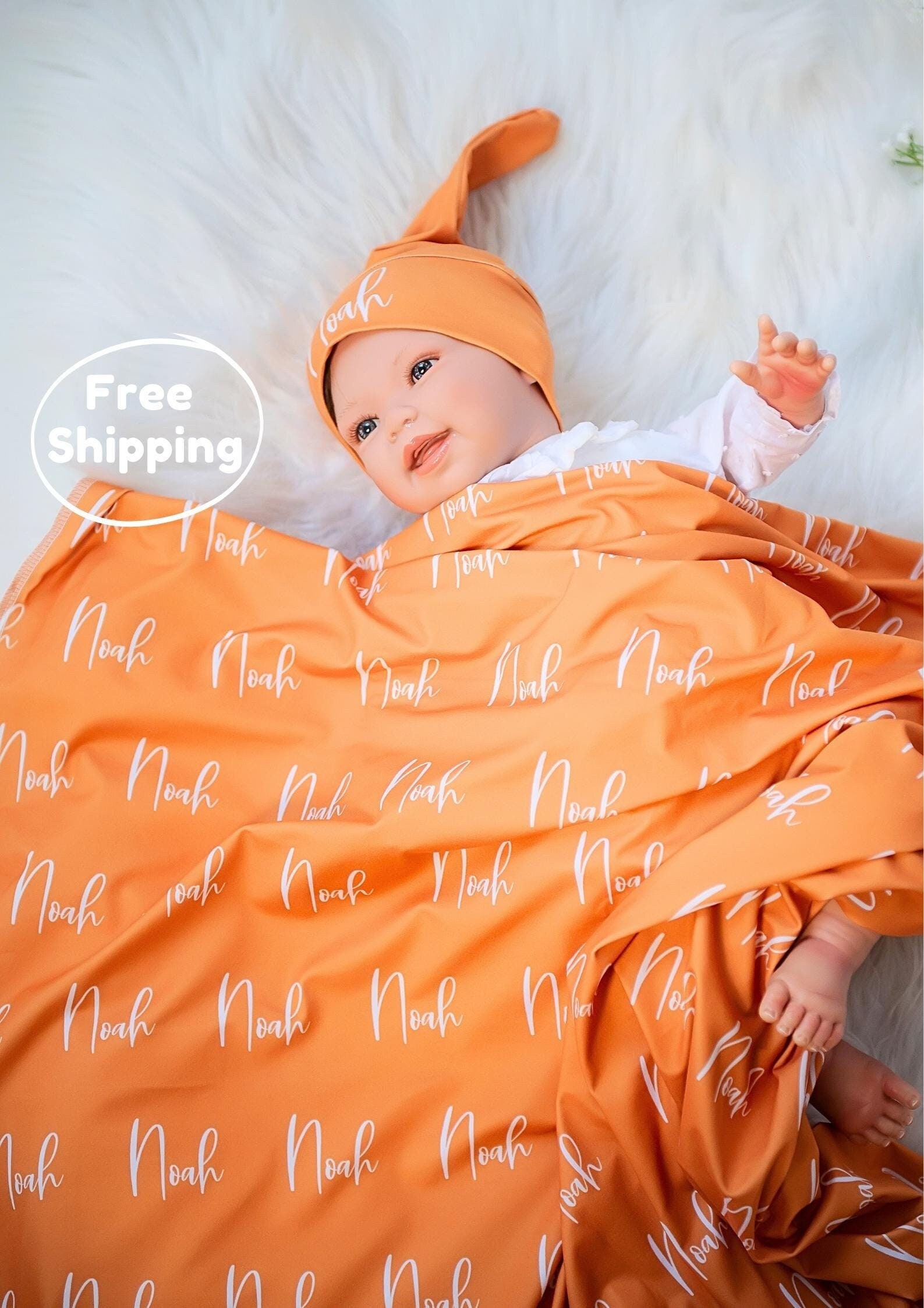 Personalized Swaddle Blanket and Headband Etsy