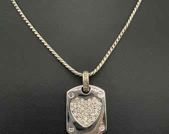 Brighton Silver Crystal Dog Tag Necklace
