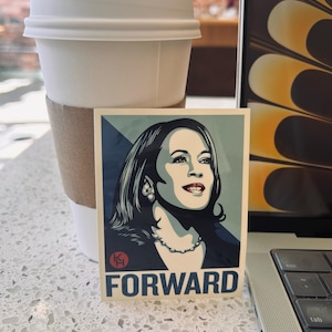 Kamala Harris “Forward” Sticker | Progressive Leadership Art | Kamala Harris Supporter Gift