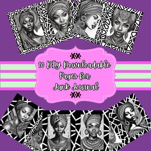 Afrikanische Frauen Digitale Downloads, PDF, 10 Bild Bündel, Junk Journal, Braune Haut Schönheiten, Kartenherstellung, Handwerk, DIY