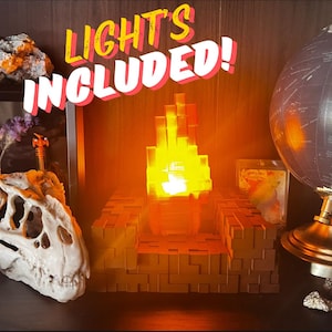 Pixelated Campfire Night Light – Minecraft‑Style Desk Gift