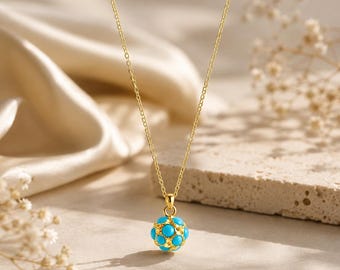 Handmade Turquoise Pendant Necklace: Gold-Plated Boho Jewelry, Gift For Her, Christmas Gift, Anniversary Gifts