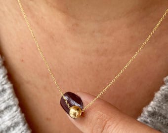 14K Massivgold Kugel Anhänger: Zierliche minimalistische Perle, Minimalistischer Schmuck, Geschenk für Sie, Valentinstag