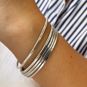 Sterling Silver Bangle Bracelet - 925 Solid Sterling Silver