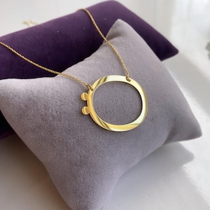 Minimalist Circle Pendant Necklace: 14K Gold or Sterling Silver Handmade Charm