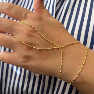 Sterling Silver Shahmaran Hand Chain Bracelet: Boho Finger Jewelry