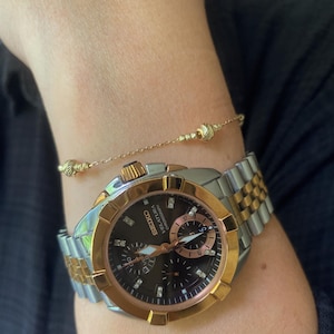 14K massief gouden kralenkettingarmband, sierlijke bolkralen, echte gouden alledaagse sieraden, minimalistische gelaagde look, cadeau voor haar, kerstcadeau