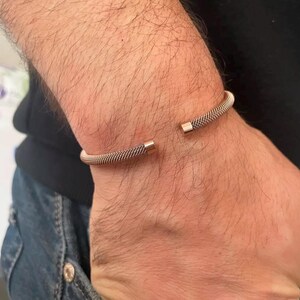 Bronze Stainless Steel Cuff Bracelet - Stackable Bangle for Men