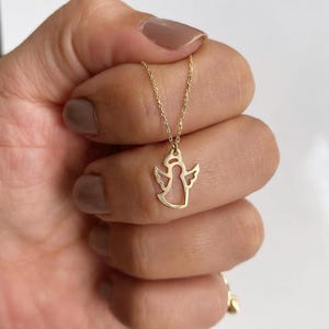 14K Solid Gold Angel Necklace, Guardian Angel,Good Luck Charm,Minimalist Angel Jewelry, Baby Angel Jewelry,Gift For Her,Christmas Gifts