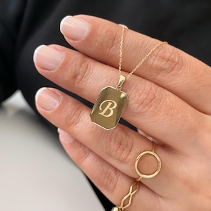 14K Gold Initial Necklace – Personalized Letter Pendant – Custom Gold Jewelry – Dainty Everyday Gift for Her – Minimalist Monogram Necklace