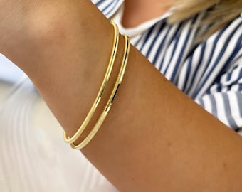 925 Sterling Silver Thin Bangles: Hammered Stacking Bracelets, Minimalist Style, Christmas Gift, Anniversary Gift