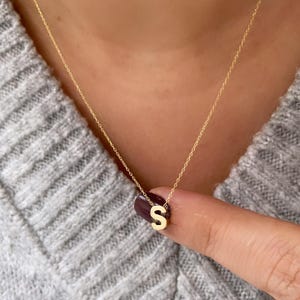 14K Solid Gold Initial Necklace: Personalized Letter Pendant