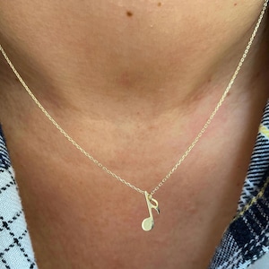 14k Gold Music Note Charm Necklace for Women,Note Pendant,Gold Musical Melody Pendant,Music Jewelry,Valentine's Day Gift,Gift for her