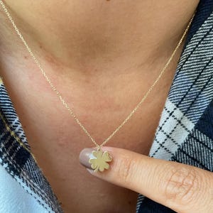 14k Solid Gold Four Leaf Clover Necklace,Lucky Charm Pendant,Minimal Gold Shamrock Necklace,Dainty Good Luck Jewelry Gift,Gift For Her