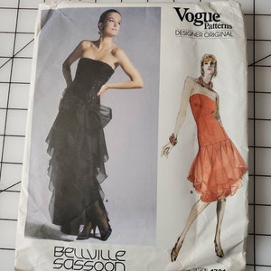 Vogue Designer Original 1701 Bellville Sassoon Strapless Dress Pattern