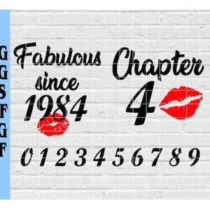 Fabulous Since Birth Year with all dates included svg png eps dxf jpg pdf/Chapter svg/birthday svg/Fifty svg/Forty svg/30 svg/Birthday svg