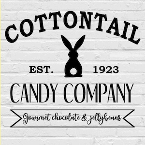 Cottontail Candy Company Segno di Pasqua est 1923 svg png eps dxf jpg pdf/pasqua/coniglietto/coniglietto pasquale/peter cottontail/gourmet chocolate jellybean