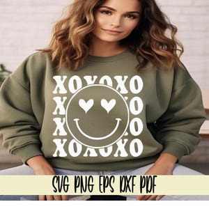 XOXO Love smiley face svg png eps dxf pdf sublimation/Love Happy Face/XOXO Saint-Valentin chemise/coeur yeux heureux visage/coeur/sourire/Saint-Valentin