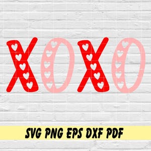 XOXO con corazones svg png eps dxf pdf sublimación/Día de San Valentín svg png/Amor svg png/xoxo/abrazos y besos/feliz día de San Valentín/x's y o's