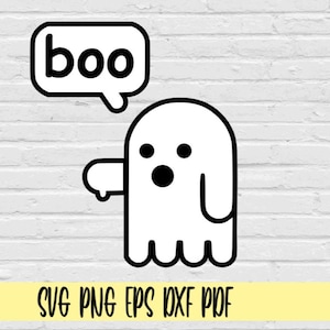 Boo Ghost thumbs down svg png eps dxf pdf/boo cute Ghost Halloween Design svg png eps dxf pdf/funny ghost saying boo thumbs down svg png