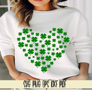 Corazón hecho de tréboles svg png eps dxf pdf sublimación/corazón hecho de tréboles de 4 hojas/tréboles/tréboles de 4 hojas/día de san patricio/irlandés/suerte