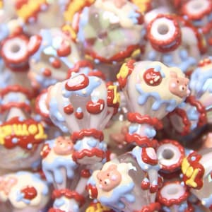3pcs cartoon air balloon 25mm Hand painting grass bead , DIY, jewelry making