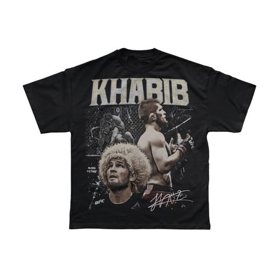 T-shirt KHABIB Nurmagomedov Nera – Collo Rotondo, Vestibilità Ampia, In Tessuto Morbido E Resistente Allo Sbiadimento