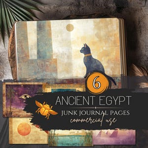 Oude Egypte Esthetische ongewenste dagboekpagina's | Commercieel gebruik, scrapbooking collagepapier vellen, woestijnhistorisch, illustratieve jpg's | WJJ25