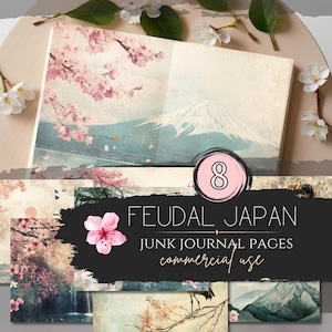 Feudal Japan ästhetik Junk Journal Seiten | Kommerzielle Nutzung, Scrapbook Collage Papierbögen, Asiatische Kunst Aquarell, Illustrative JPGs | WJJ25