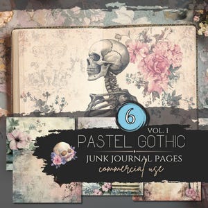 Pastel Gothic Ästhetik Junk Journal Seiten | Kommerzielle Nutzung, Scrapbook Collage Papierbögen, Viktorianisches Aquarell, Illustrative JPGs | WJJ25