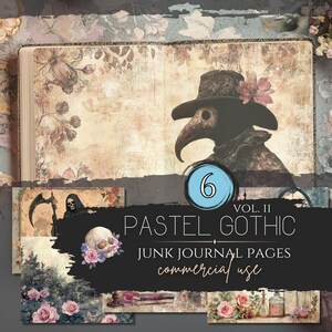 Pastel Gothic Aesthetic Junk Journal Seiten Vol. II | Kommerzielle Nutzung, Scrapbook Collage Papierbögen, Vintage Illustrative JPGs | WJJ25