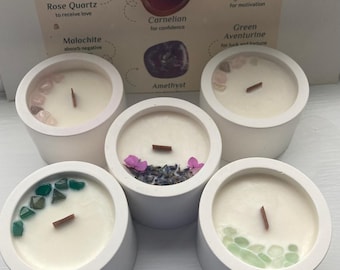 Crystal Candle: Handmade Soy Aromatherapy Candle with Herbs