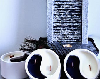 Handmade Yin-Yang Candle: Sakura, Oud, Sandalwood Scented Soy Wax