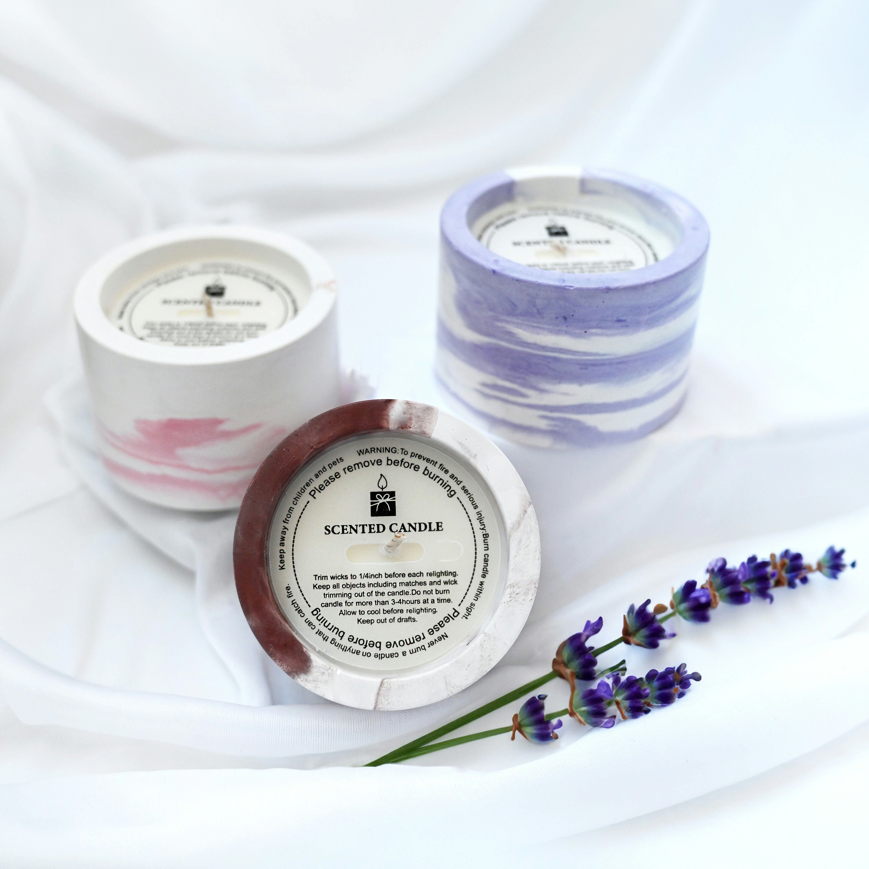 Handpoured Soy Wax Candle: Marbled Gypsum Holder, Scented Candle